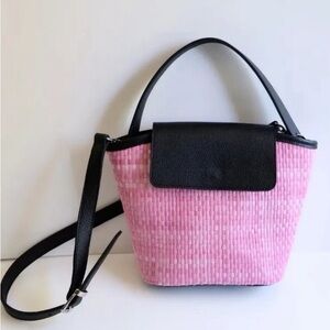 Pink Paper Straw Leather Bag